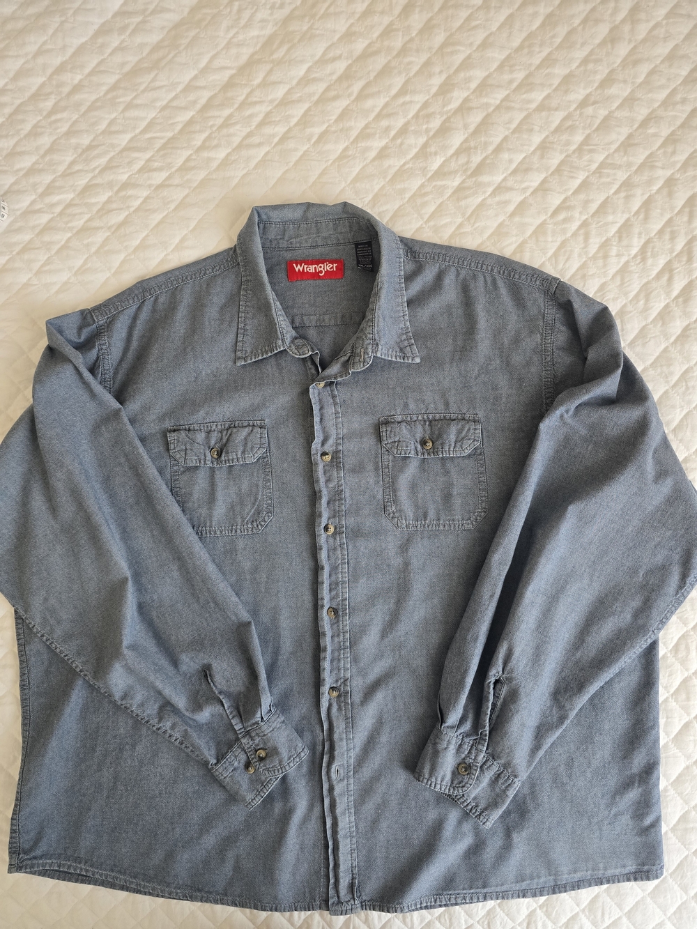 Wrangler Light Blue Soft Shirt with Size 3XL Cotton